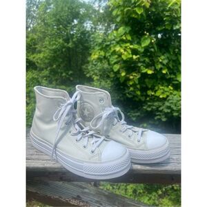 Converse Womens Chuck Taylor LIFT HI High Top Sneakers Sz. 7 Bone White - A00902